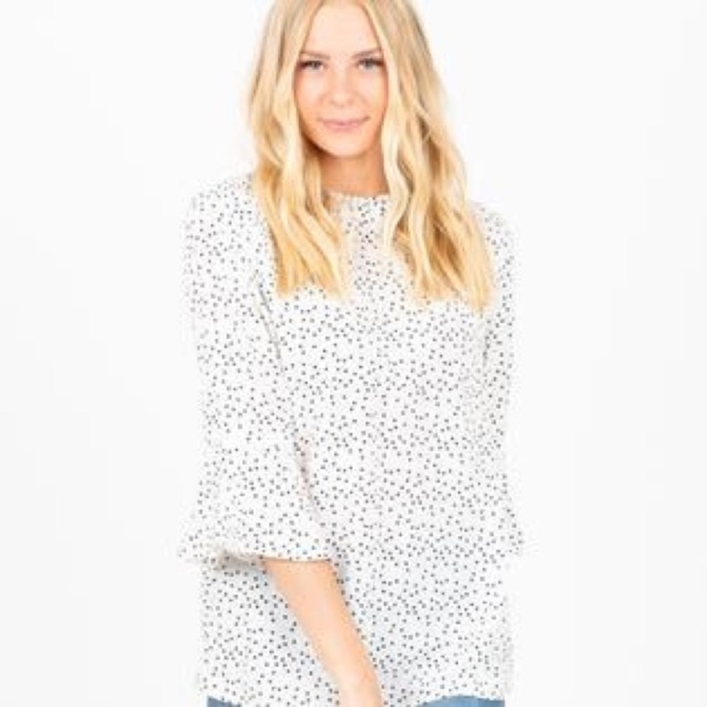 Piper & Scoot Christina Dot Flare Sleeve Blouse